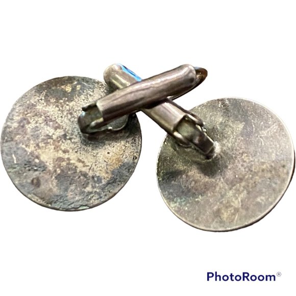 Mariana Earrings, Lever Back Turquoise Center flanked by blue gems - Picture 3 of 3